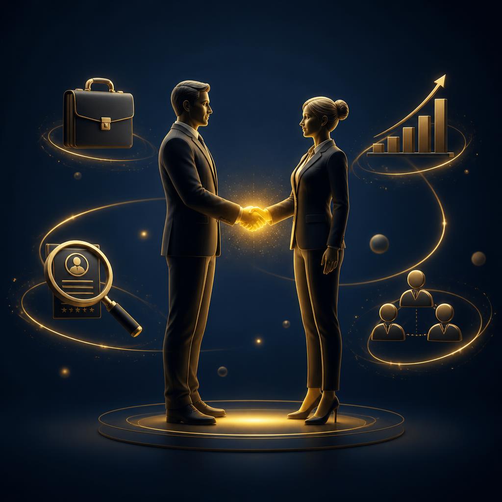 Professional handshake symbolizing recruitment partnership and successful hiring