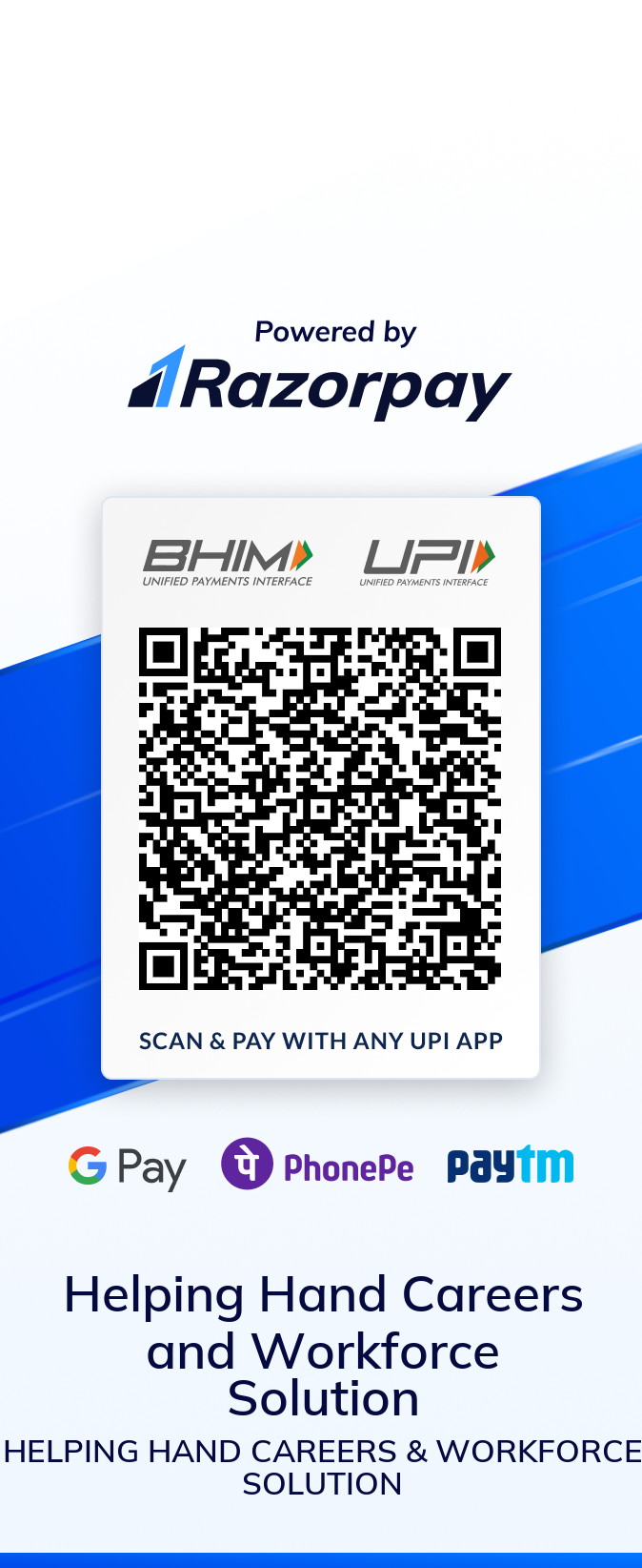 Razorpay UPI QR code for AY- Helping Hand Careers — scan and pay with any UPI app